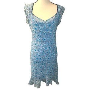 90s Sweetheart Baby Blue Floral Mini Dress Size 11